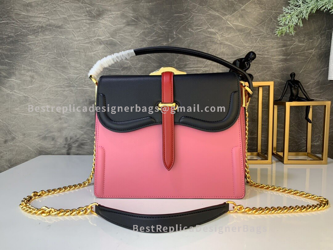Prada Sidonie Black And Pink Leather Handbag GHW 004
